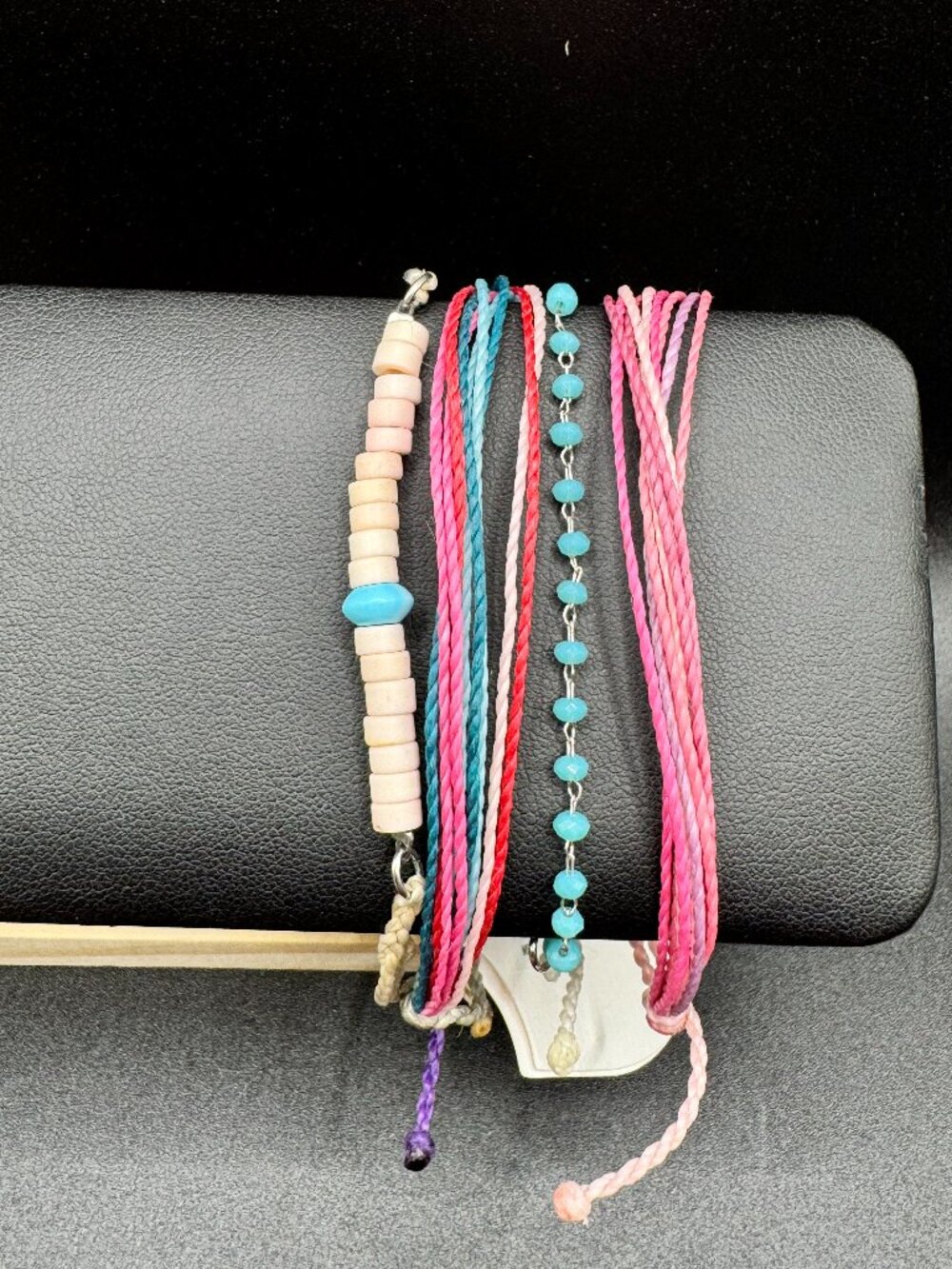 Pura Vida Turquoise & Cream Beaded Pink Aqua Cord Bracelet Stack